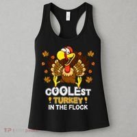 Cutest Turkey In The Flock Retro Toddler Girls Funny Thanksgiving Women's Tank Top thumb 3