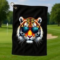 Cool Tiger In Sunglasses Graphic Tigers Golf Towel thumb 1