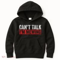 Can't Talk I'm Mewing Funny Quote Kids Hoodie thumb 0