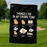 Capybara Things I Do In My Spare Time Funny Capybara Golf Towel thumb 1
