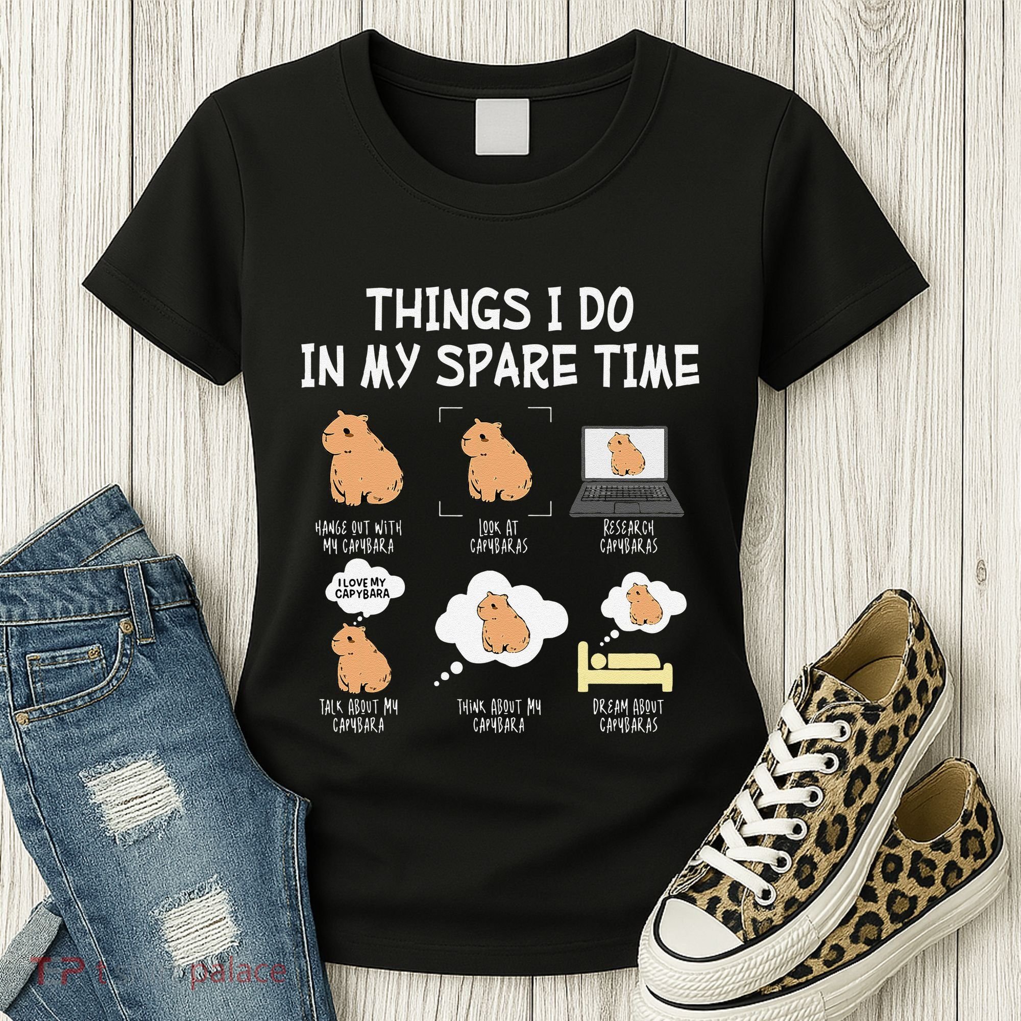Capybara Things I Do In My Spare Time Funny Capybara Women's T-Shirt