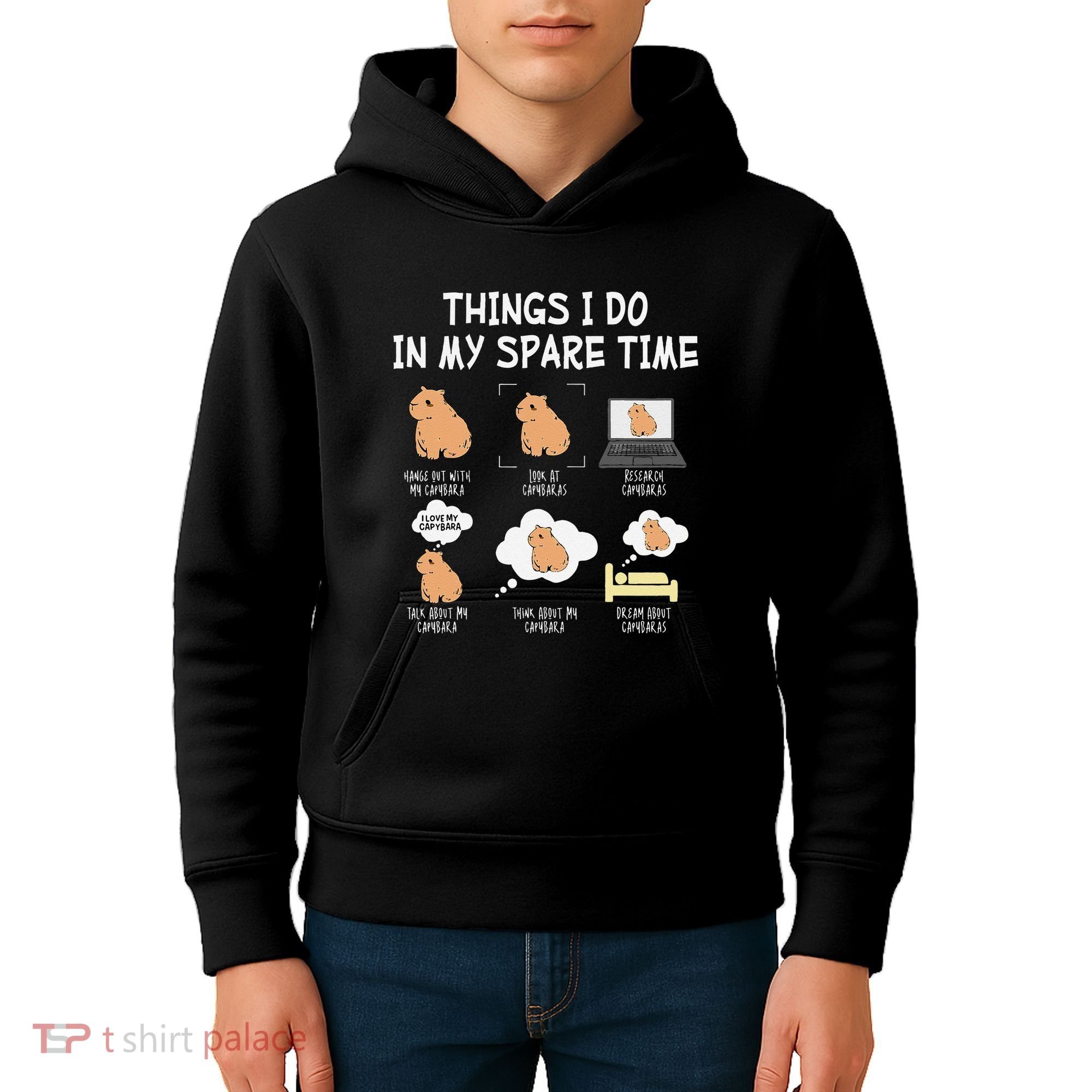 Capybara Things I Do In My Spare Time Funny Capybara Kids Hoodie