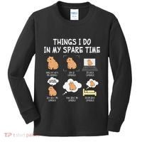 Capybara Things I Do In My Spare Time Funny Capybara Kids Long Sleeve Shirt thumb 0