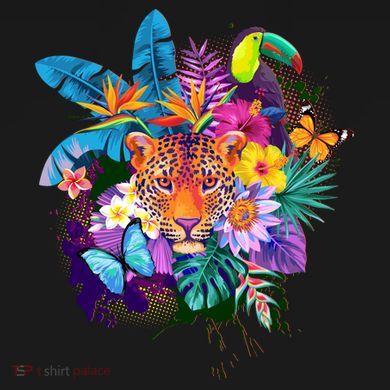 Colorful Tropical Jungle Animals Flat Bill Trucker Hat