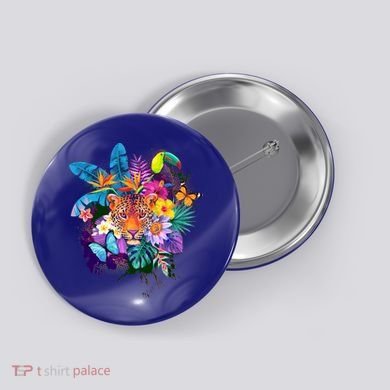 Colorful Tropical Jungle Animals Button