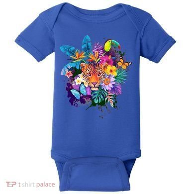 Colorful Tropical Jungle Animals Baby Bodysuit