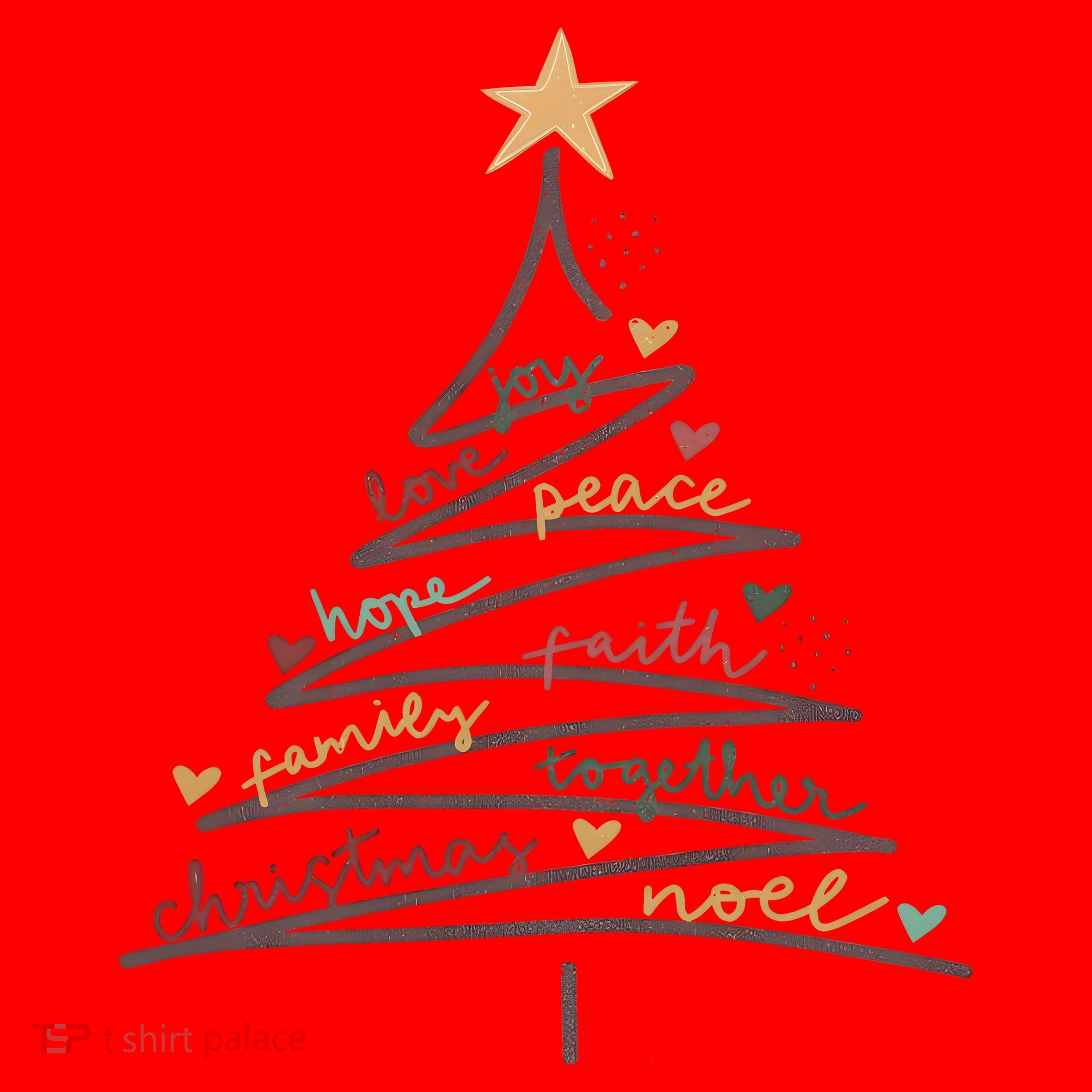 Christmas Tree Joy Love Peace Hope Faith Santa Hat