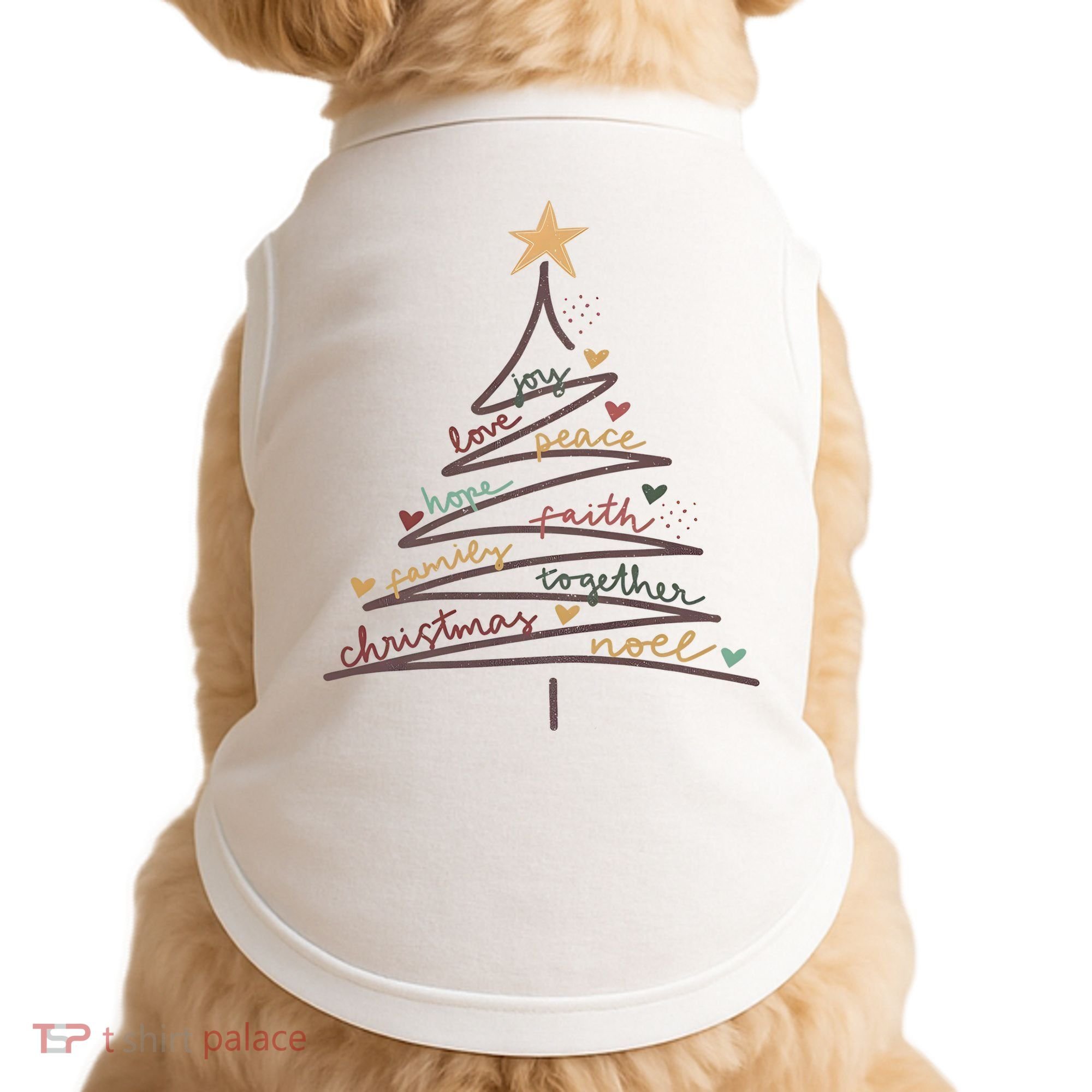 Christmas Tree Joy Love Peace Hope Faith Doggie Tank