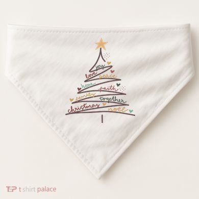 Christmas Tree Joy Love Peace Hope Faith USA-Made Doggie Bandana