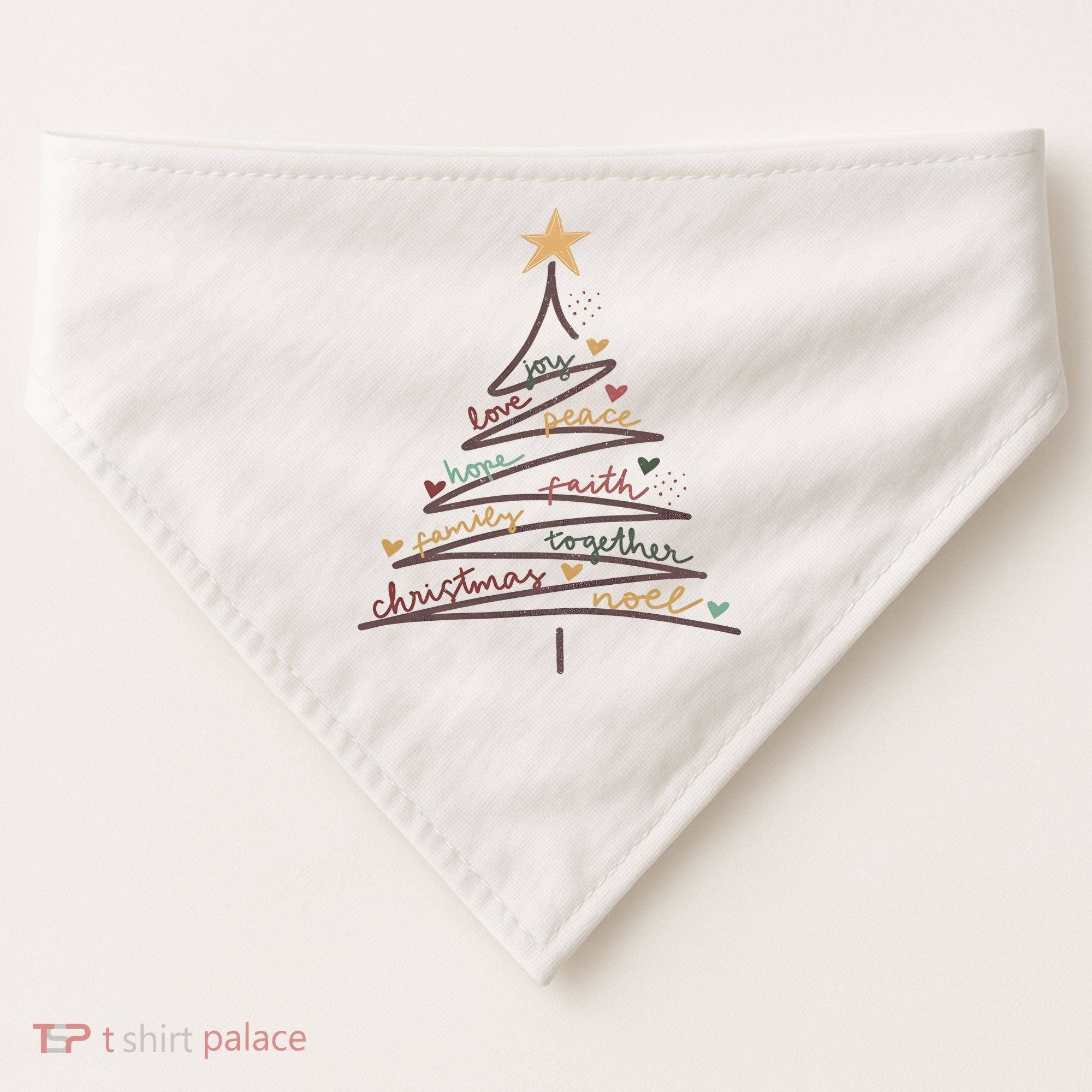 Christmas Tree Joy Love Peace Hope Faith USA-Made Doggie Bandana