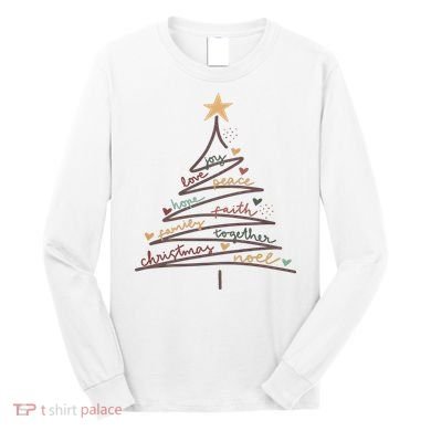 Christmas Tree Joy Love Peace Hope Faith Long Sleeve Shirt