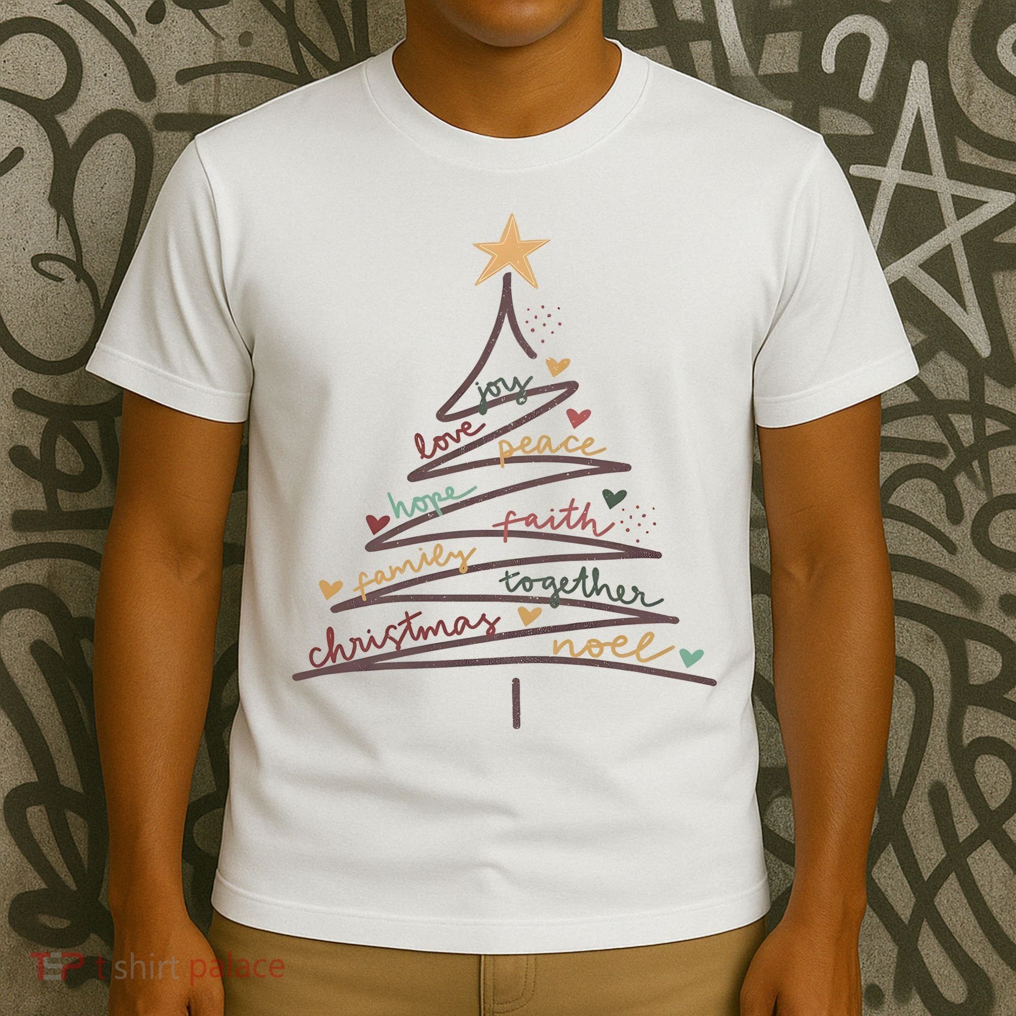 Christmas Tree Joy Love Peace Hope Faith T-Shirt