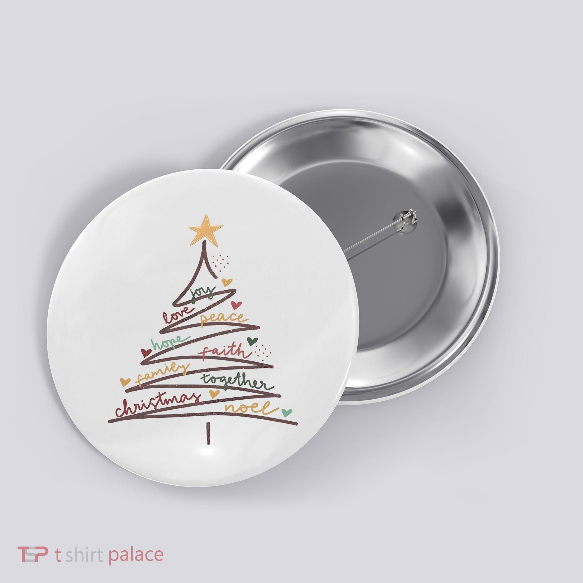 Christmas Tree Joy Love Peace Hope Faith Button