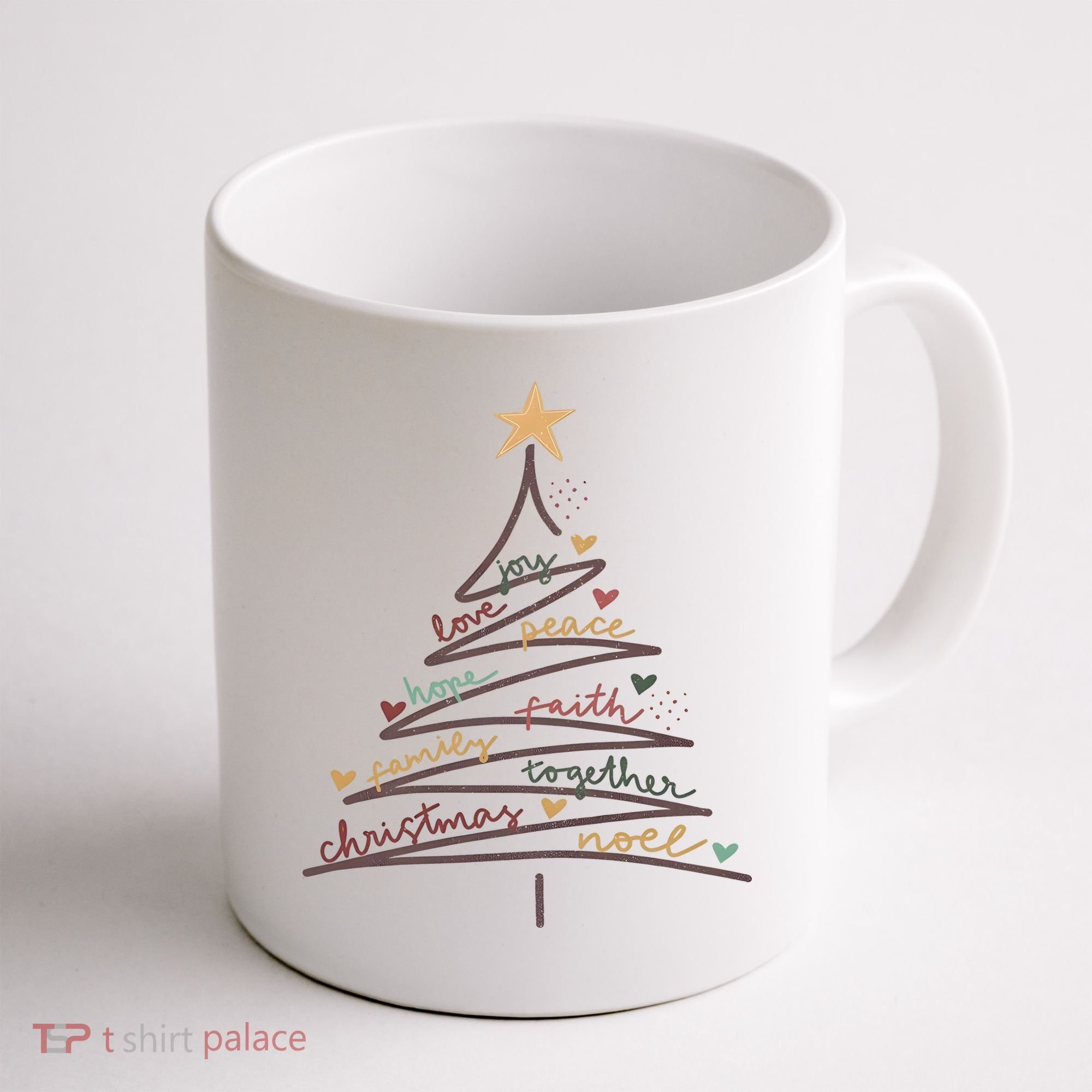 Christmas Tree Joy Love Peace Hope Faith Coffee Mug