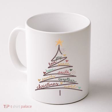 Christmas Tree Joy Love Peace Hope Faith Coffee Mug