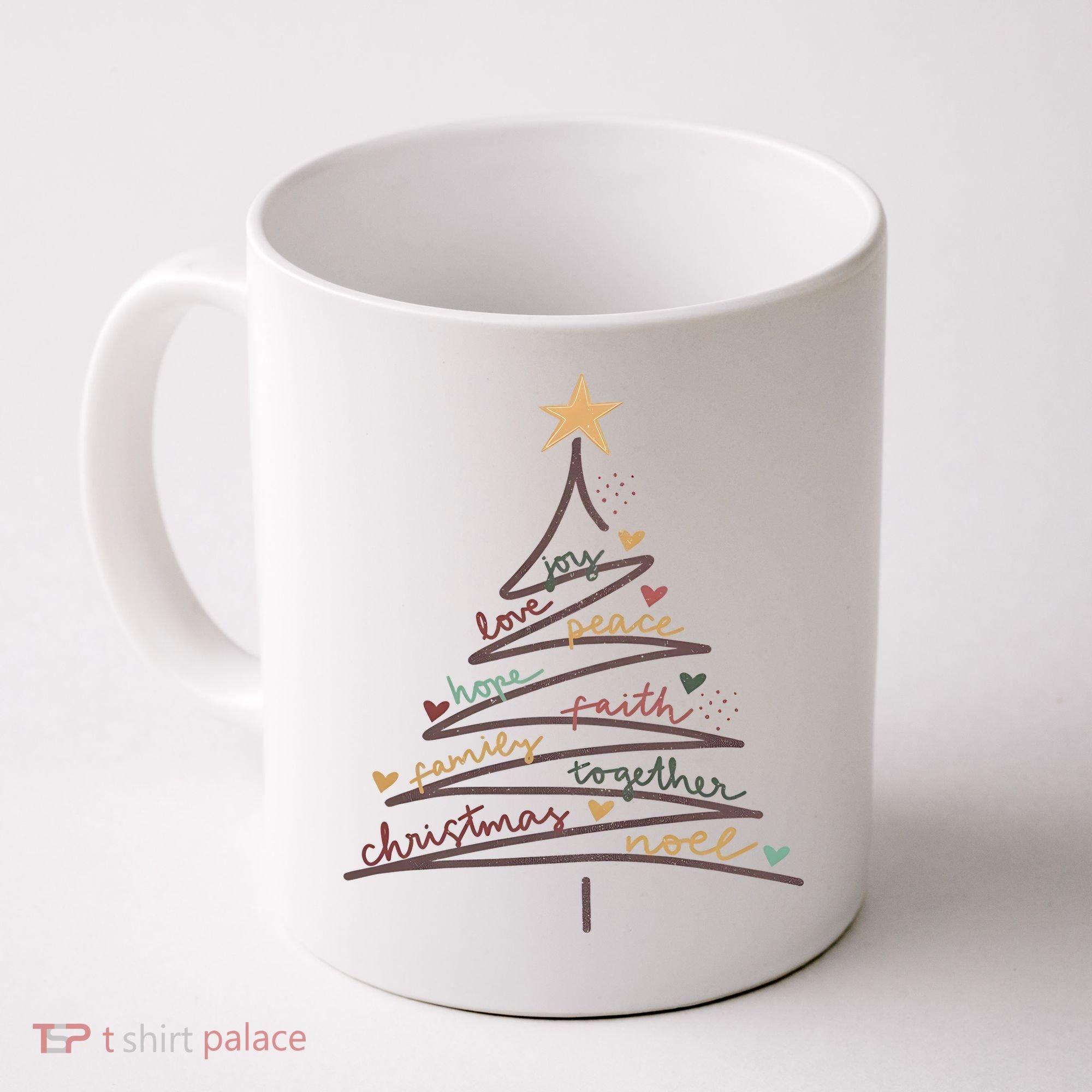 Christmas Tree Joy Love Peace Hope Faith Coffee Mug