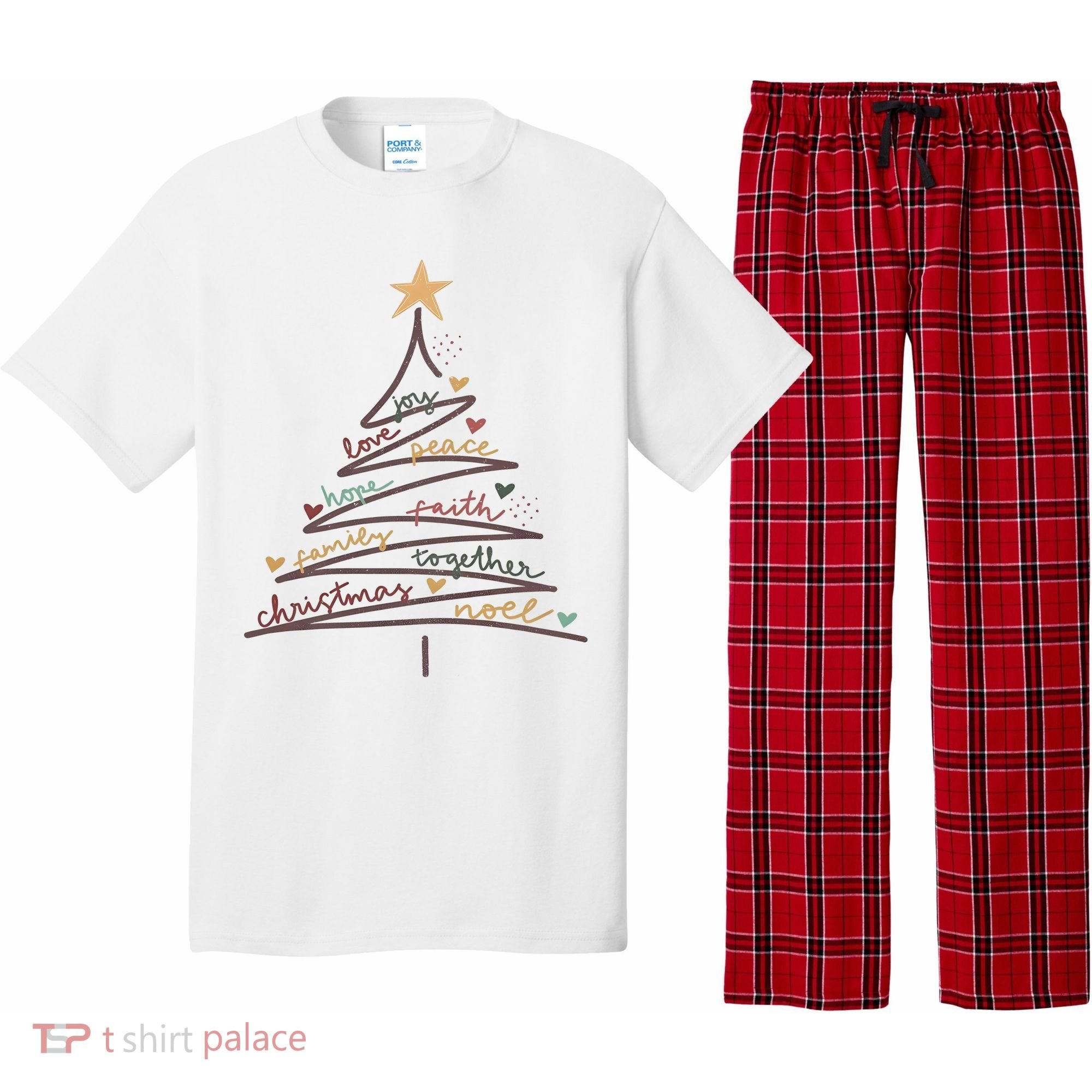 Christmas Tree Joy Love Peace Hope Faith Pajama Set