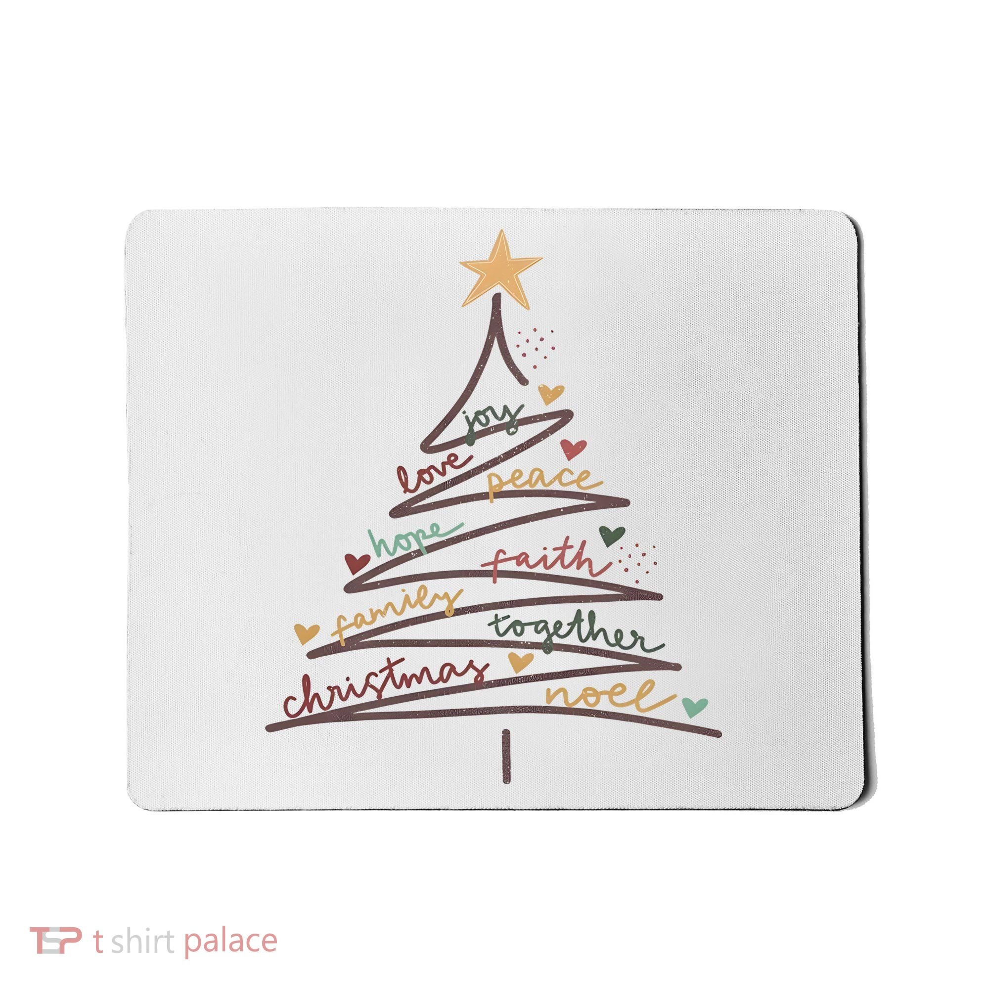 Christmas Tree Joy Love Peace Hope Faith Mousepad