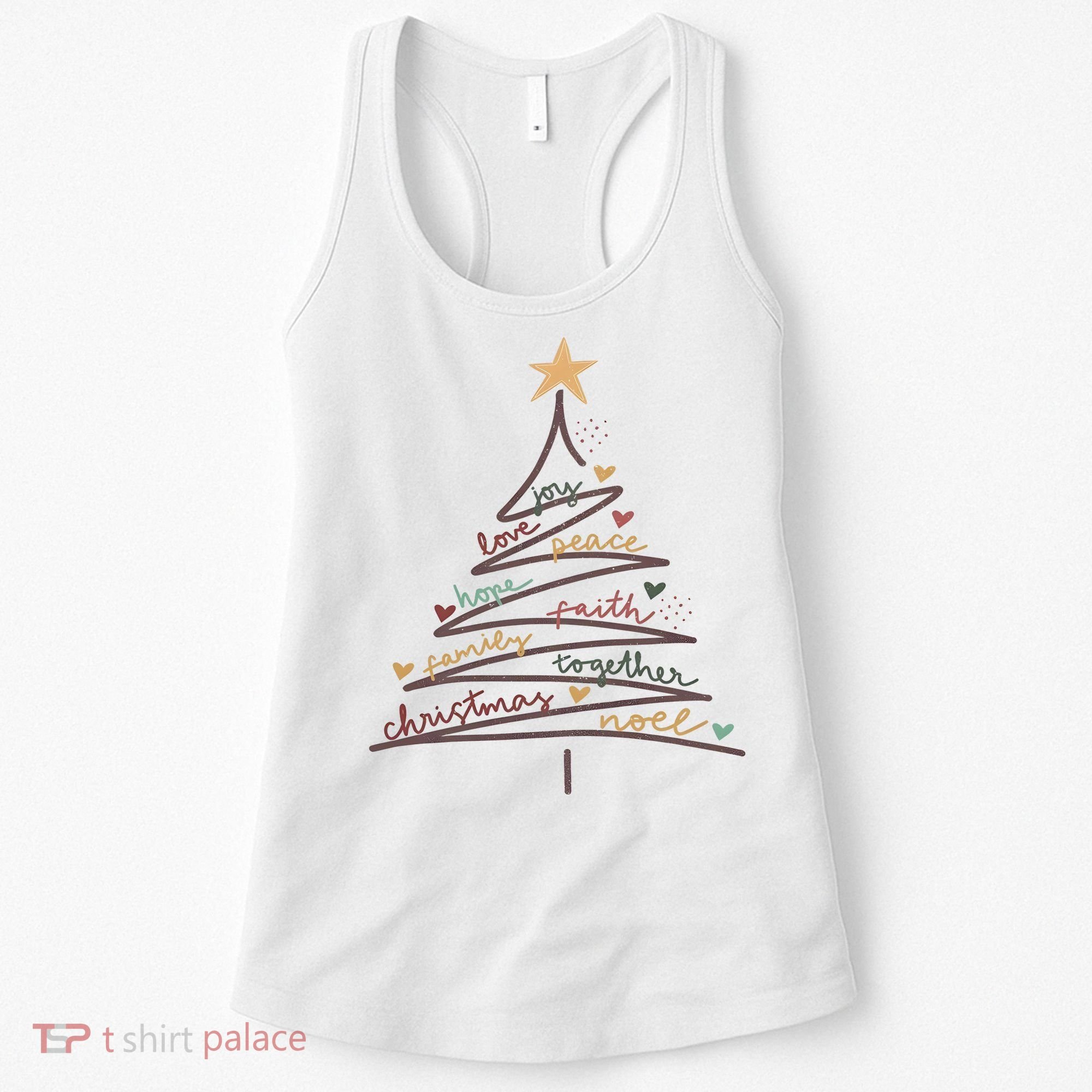 Christmas Tree Joy Love Peace Hope Faith Women's Tank Top