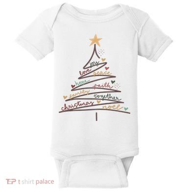 Christmas Tree Joy Love Peace Hope Faith Baby Bodysuit