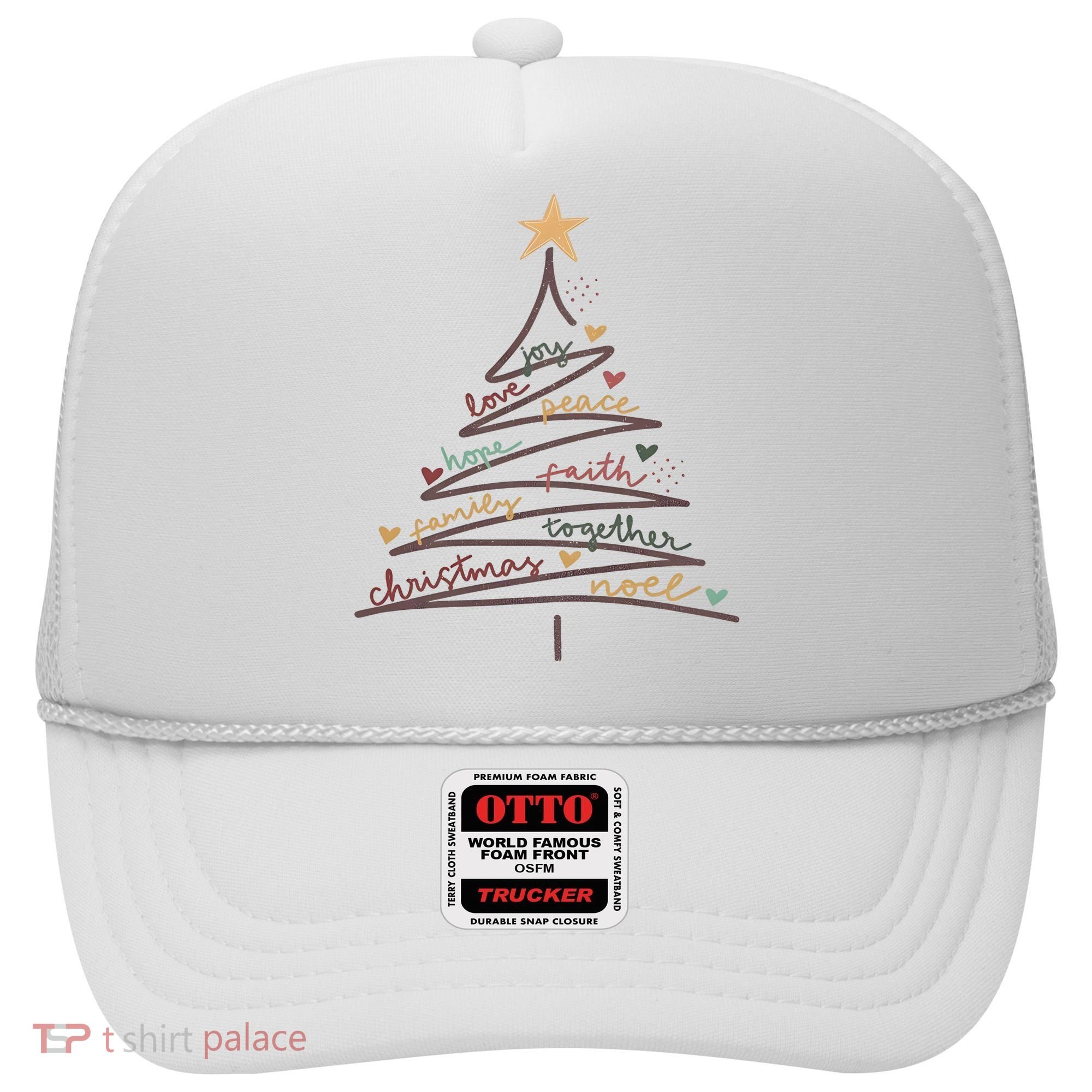 Christmas Tree Joy Love Peace Hope Faith Hat