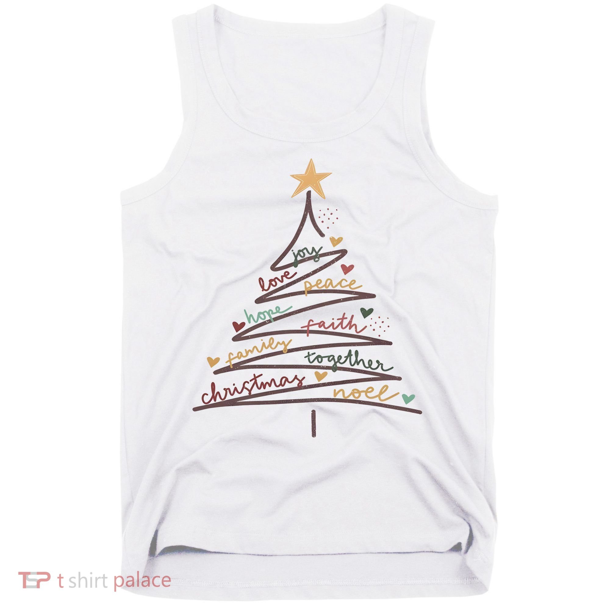 Christmas Tree Joy Love Peace Hope Faith Tank Top