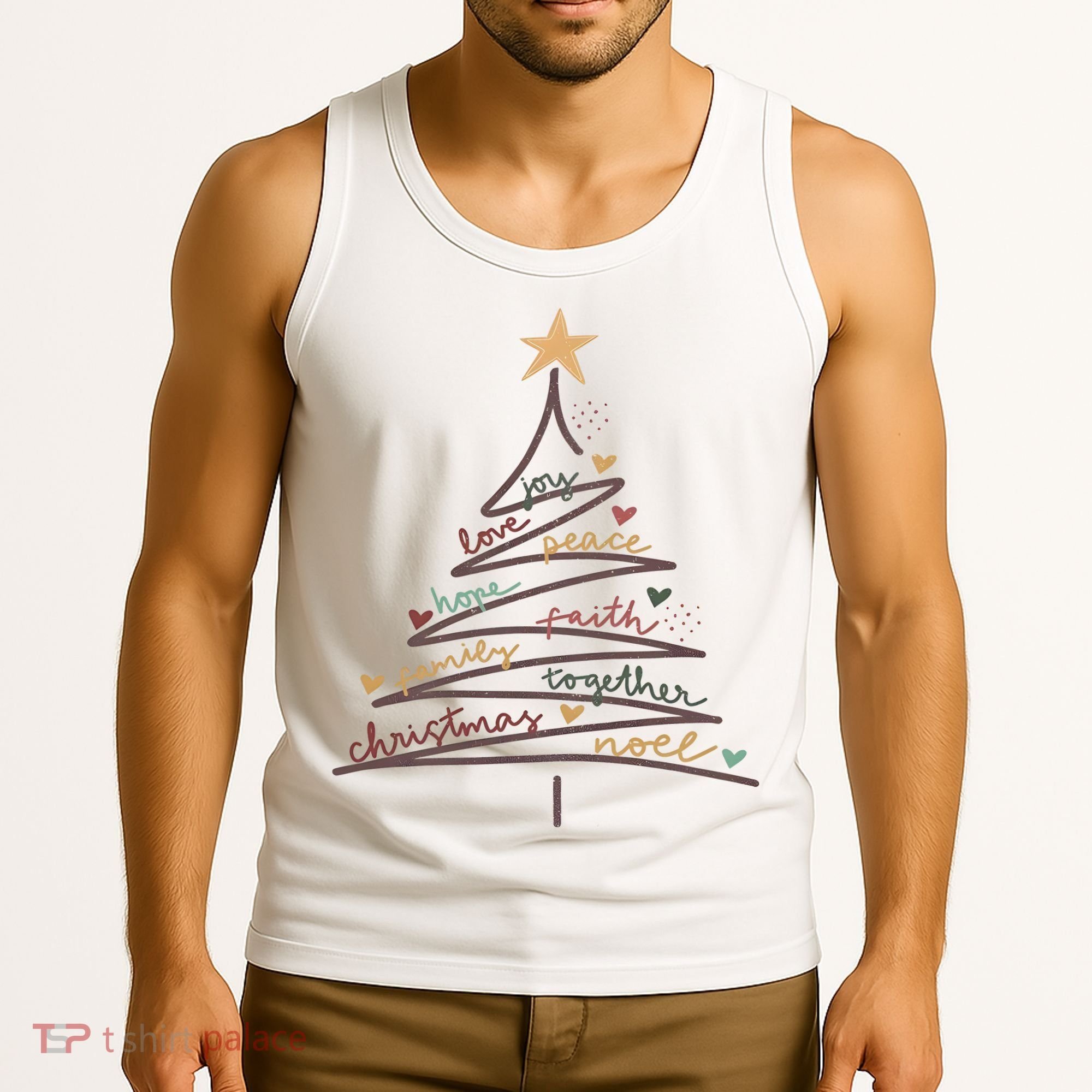 Christmas Tree Joy Love Peace Hope Faith Tank Top
