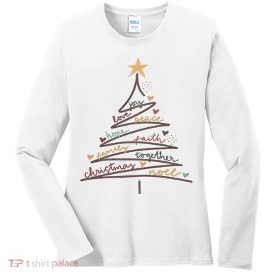 Christmas Tree Joy Love Peace Hope Faith Women's Long Sleeve Shirt