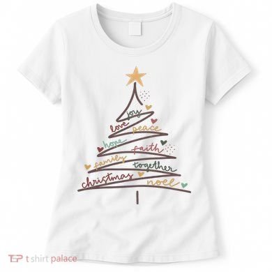 Christmas Tree Joy Love Peace Hope Faith Women's T-Shirt