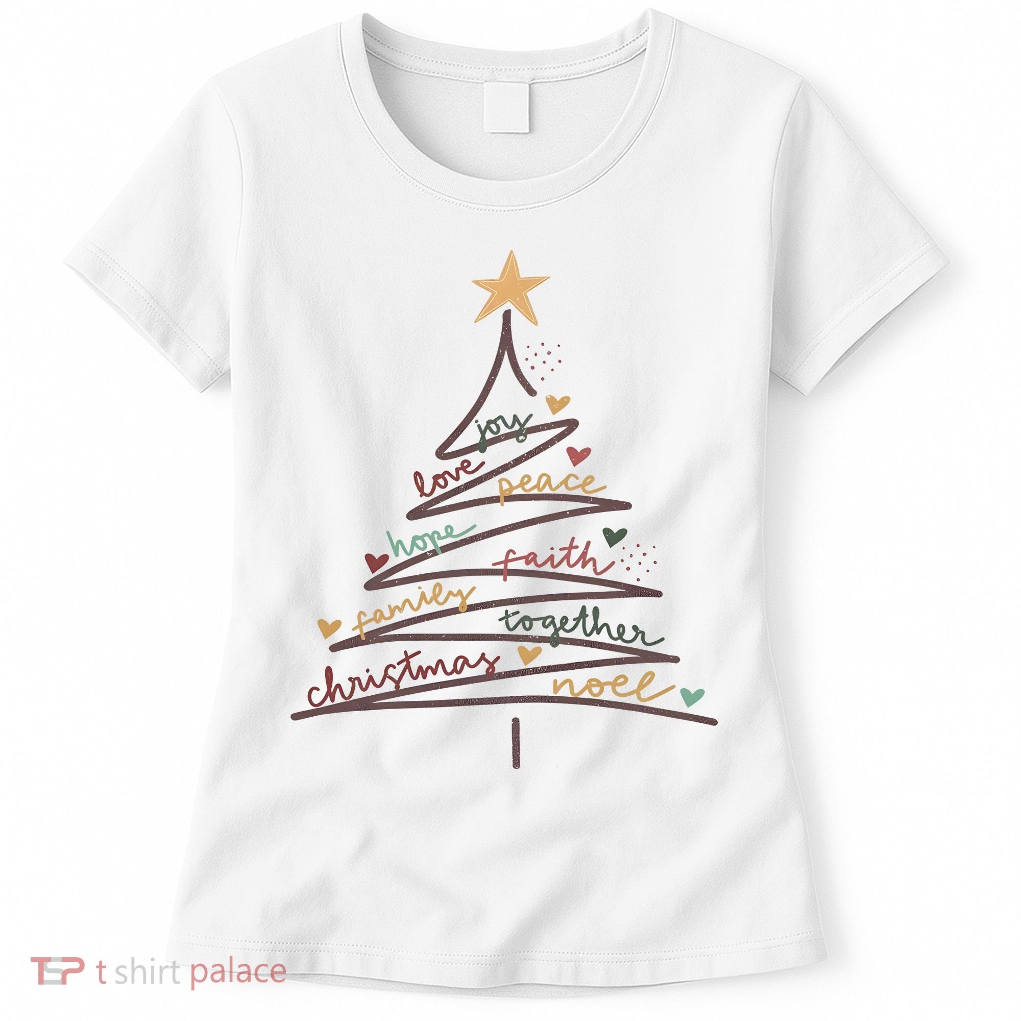 Christmas Tree Joy Love Peace Hope Faith Women's T-Shirt