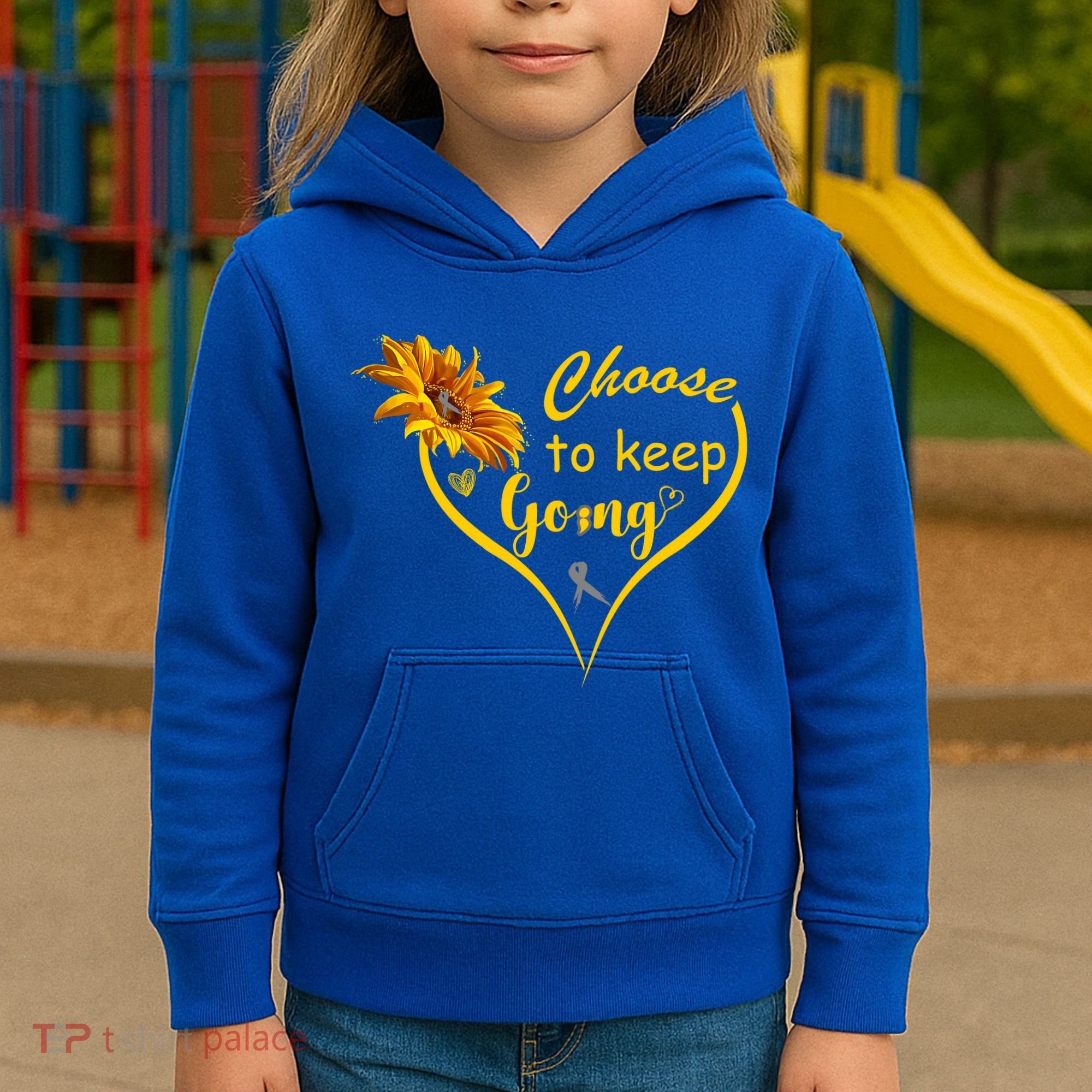 Choose To Keep Going Brain Cancer Awareness Kids Hoodie