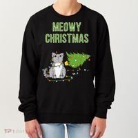 Christmas Tree Knocked Over By Gray Tabby Cat Meowy Xmas Women's Sweatshirt thumb 0