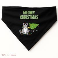 Christmas Tree Knocked Over By Gray Tabby Cat Meowy Xmas USA-Made Doggie Bandana thumb 0