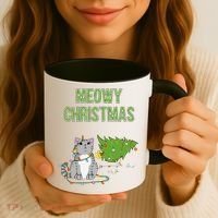 Christmas Tree Knocked Over By Gray Tabby Cat Meowy Xmas Coffee Mug thumb 3