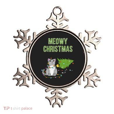 Christmas Tree Knocked Over By Gray Tabby Cat Meowy Xmas Ornament