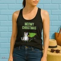 Christmas Tree Knocked Over By Gray Tabby Cat Meowy Xmas Women's Tank Top thumb 2