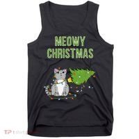 Christmas Tree Knocked Over By Gray Tabby Cat Meowy Xmas Tank Top thumb 0