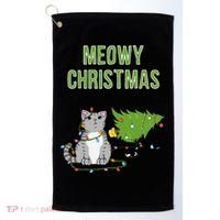 Christmas Tree Knocked Over By Gray Tabby Cat Meowy Xmas Golf Towel thumb 0