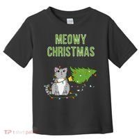 Christmas Tree Knocked Over By Gray Tabby Cat Meowy Xmas Toddler T-Shirt thumb 0