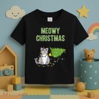 Christmas Tree Knocked Over By Gray Tabby Cat Meowy Xmas Toddler T-Shirt thumb 3