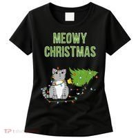 Christmas Tree Knocked Over By Gray Tabby Cat Meowy Xmas Women's T-Shirt thumb 0