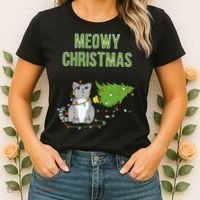 Christmas Tree Knocked Over By Gray Tabby Cat Meowy Xmas Women's T-Shirt thumb 2