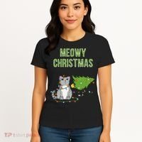 Christmas Tree Knocked Over By Gray Tabby Cat Meowy Xmas Women's T-Shirt thumb 4