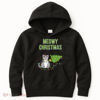 Christmas Tree Knocked Over By Gray Tabby Cat Meowy Xmas Kids Hoodie thumb 0