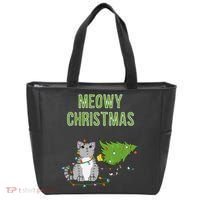 Christmas Tree Knocked Over By Gray Tabby Cat Meowy Xmas Tote Bag thumb 0