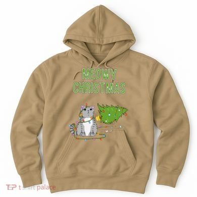 Christmas Tree Knocked Over By Gray Tabby Cat Meowy Xmas Hoodie