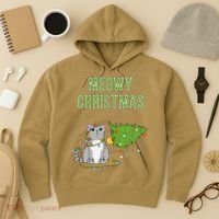 Christmas Tree Knocked Over By Gray Tabby Cat Meowy Xmas Hoodie thumb 3
