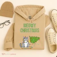 Christmas Tree Knocked Over By Gray Tabby Cat Meowy Xmas Hoodie thumb 4