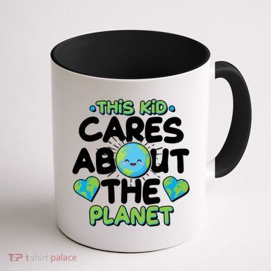 Cute This Kid Cares About The Planet Coffee Mug back
