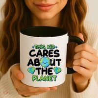 Cute This Kid Cares About The Planet Coffee Mug thumb 3